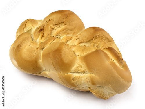 Mollete barra de pan rustico sobre fondo blanco