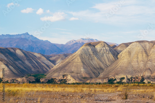 The magnificent view of colourful mountain  landscape in the centre  of Kyrgyzstan, Naryn province right on the border with Jalal-abad province. Central Asia photo