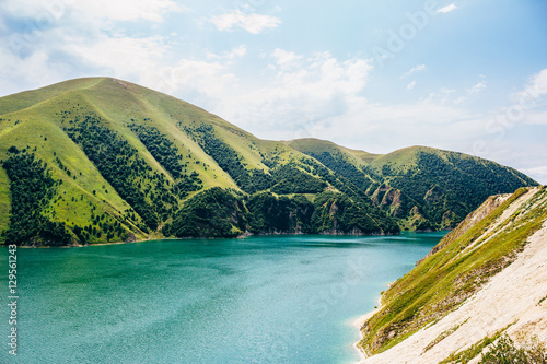 Beautiful mountain lake Kezenoy Am or Kezenoyam in Chechen republik in Russia photo