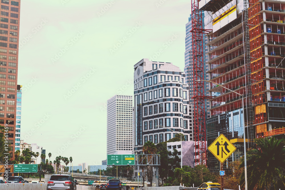 Obraz premium Downtown Los Angeles in vintage tone