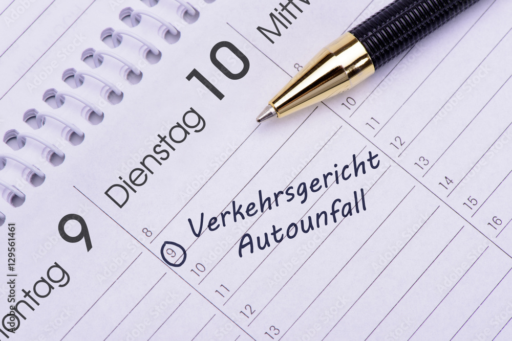 Verkehrsgericht für Autounfall Termin im Kalender Verkehrsgericht für Autounfall Termin im Kalender