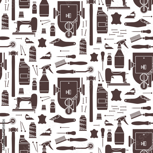 Vector seamless pattern of furrier tools. Print on white  background. For website construction, mobile applications, banners, corporate brochures, layouts