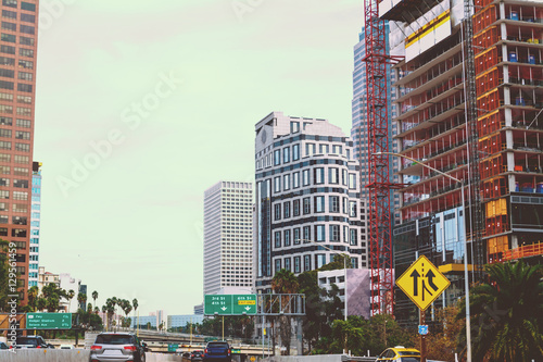 Downtown Los Angeles in vintage tone