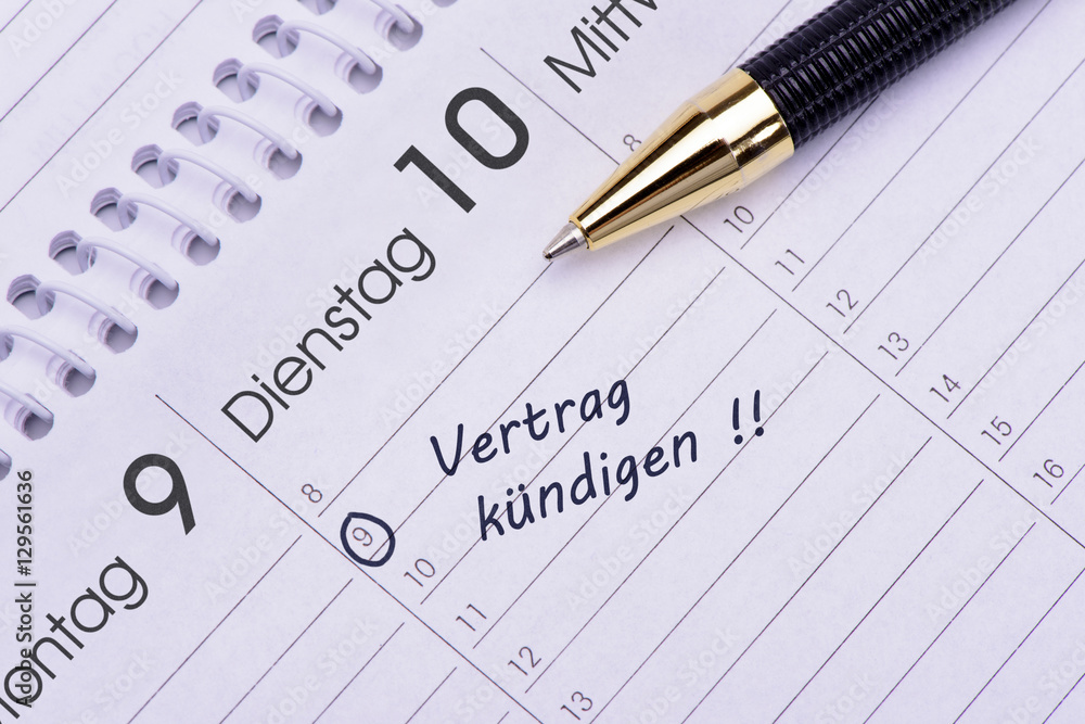 Kündigung Vertrag Termin im Kalender Kündigung Vertrag Termin im Kalender