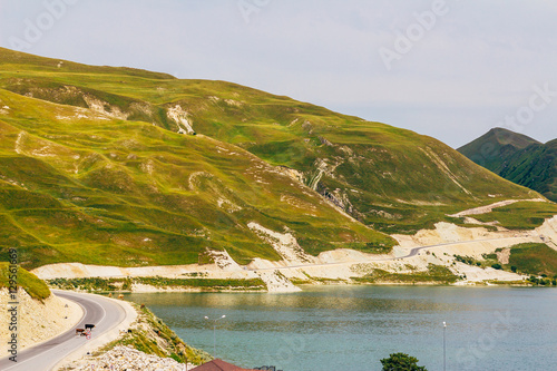 Beautiful mountain lake Kezenoy Am or Kezenoyam in Chechen republik in Russia photo