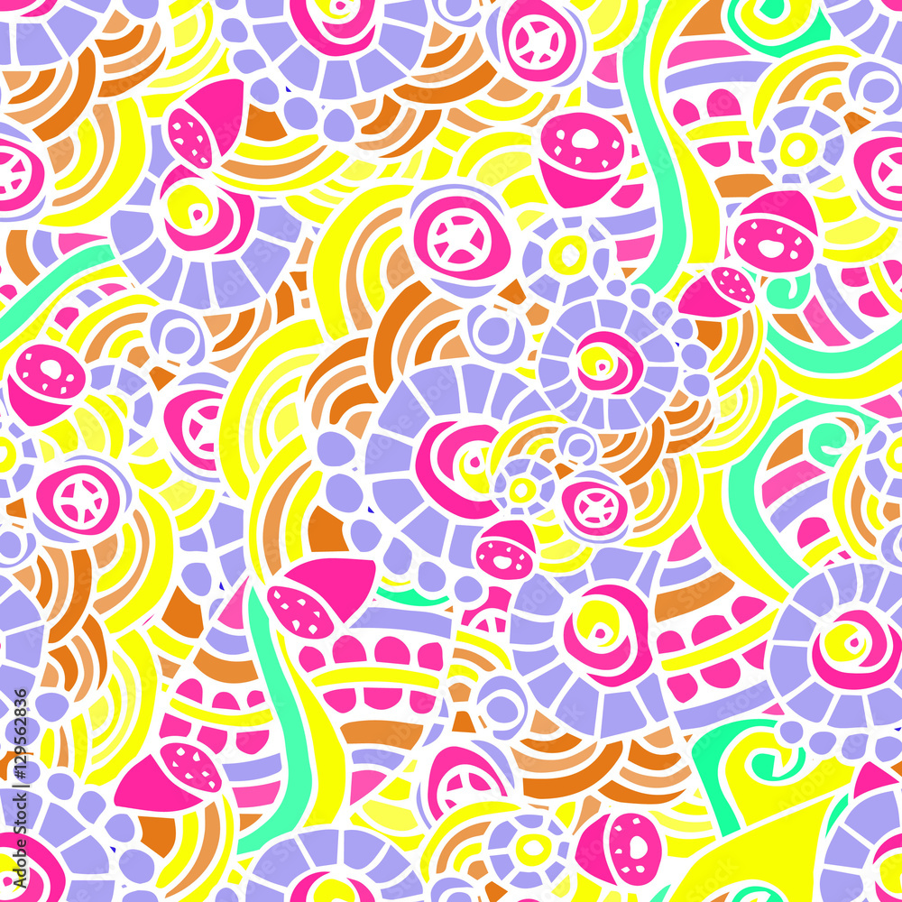 Abstract geometric background of colorful Doodle patterns