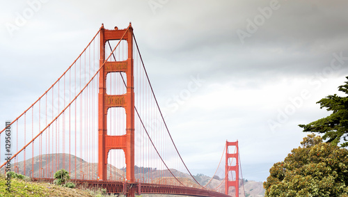 Golden Gate Bridge in a rainy day