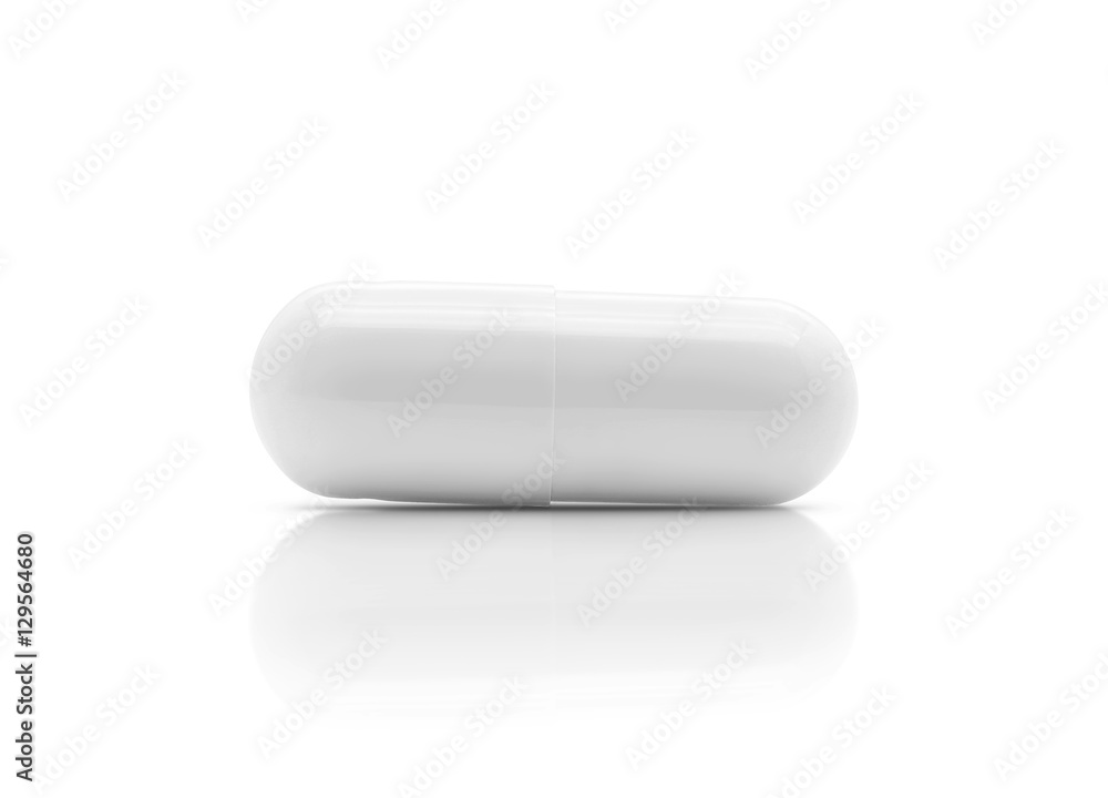 white medicine capsule isolated on white background white medicine capsule isolated on white background