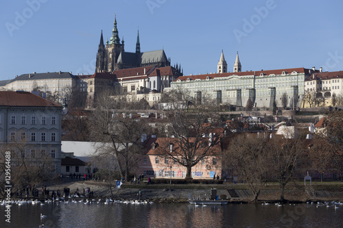 Wallpaper Mural Autumn Lesser Town of Prague with gothic Castle above River Vltava, Czech Republic Torontodigital.ca