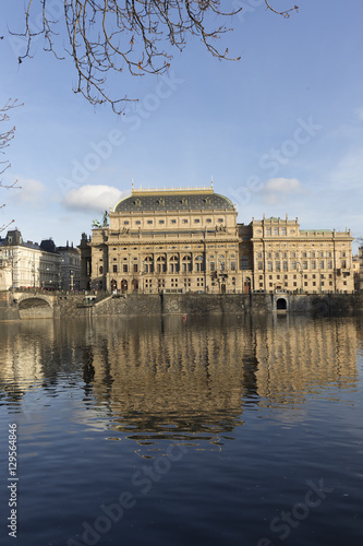 View on the autumn Prague National Theater, Czech Republic