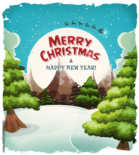 Merry Christmas Landscape Postcard