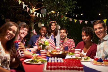 Portrait Of Friends At 4th Of July Holiday Backyard Party