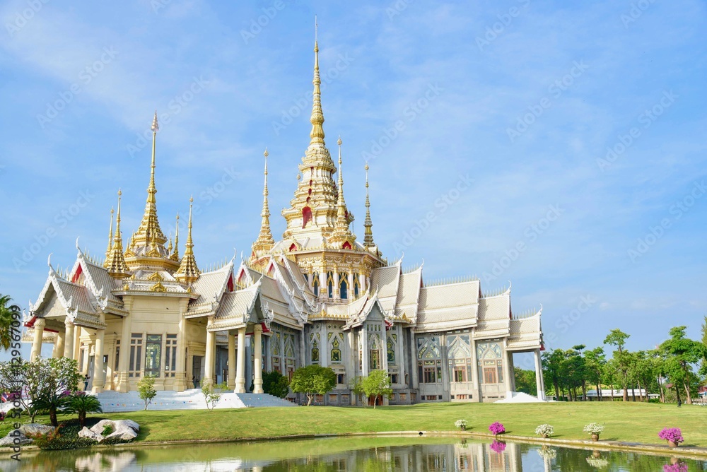 Stunning Buddhist Monastery of Wat Non Kum and Its Reflection in Nakhon Ratchasima Province, Thailand
