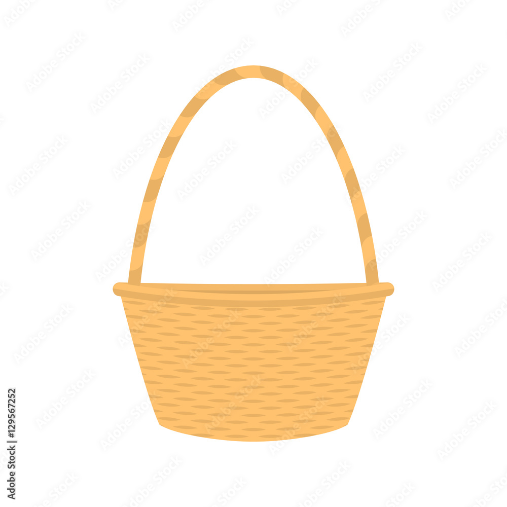 Vector flat cartoon empty straw wicker basket Vector flat cartoon empty straw wicker basket