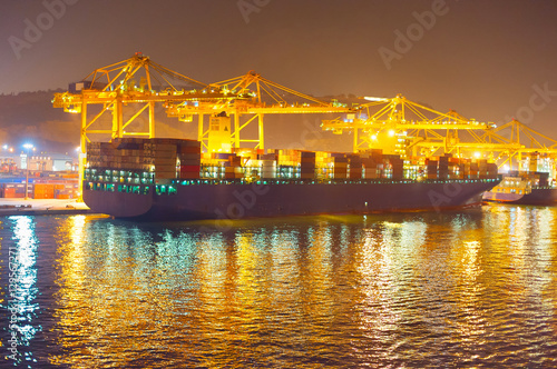 Commercial dock at night