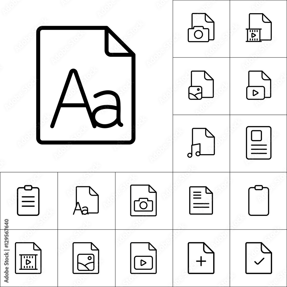 thin line grammar, letter file, icon on white background, docume thin line grammar, letter file, icon on white background, docume