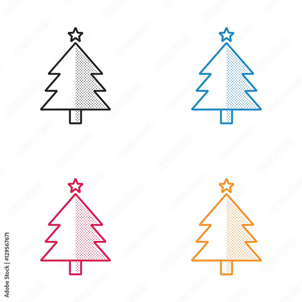 Christmas tree icon dotted style Christmas tree icon dotted style