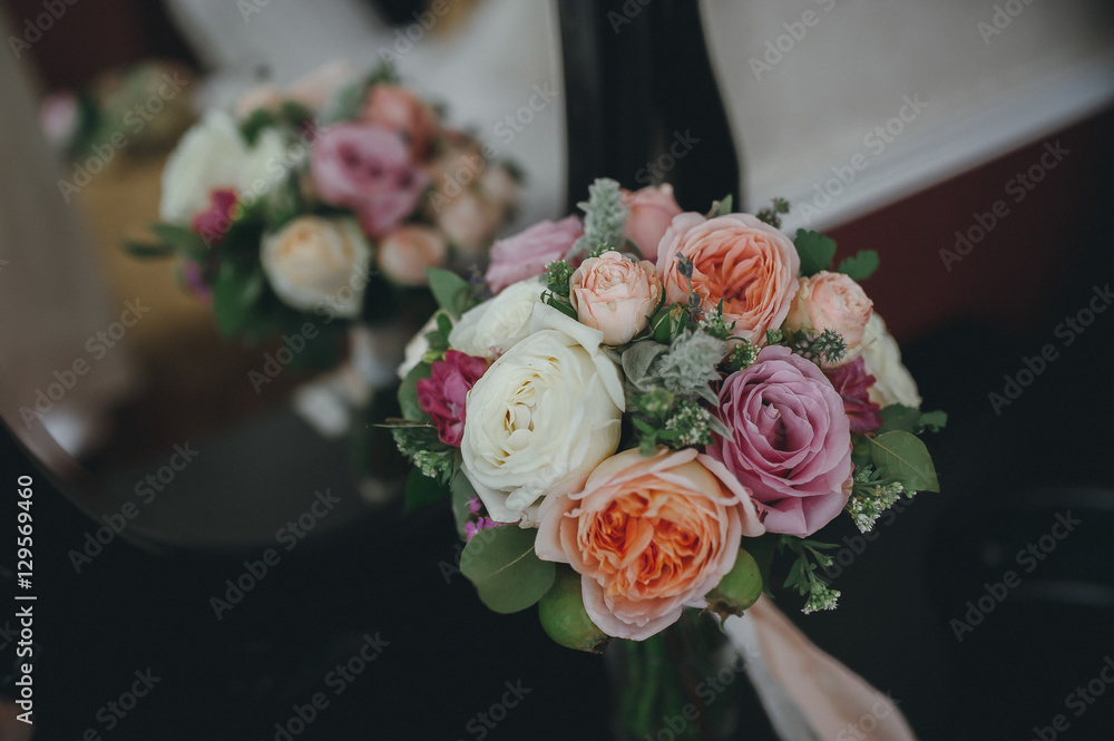 beautiful bridal bouquet lying on the table beautiful bridal bouquet lying on the table