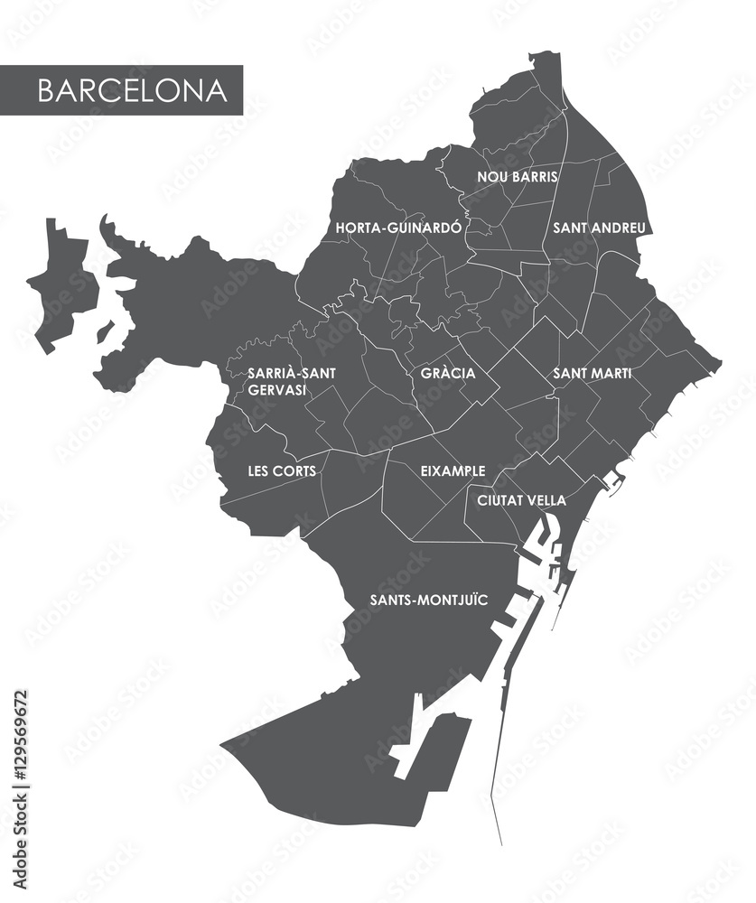 Obraz premium Vector map Barcelona district