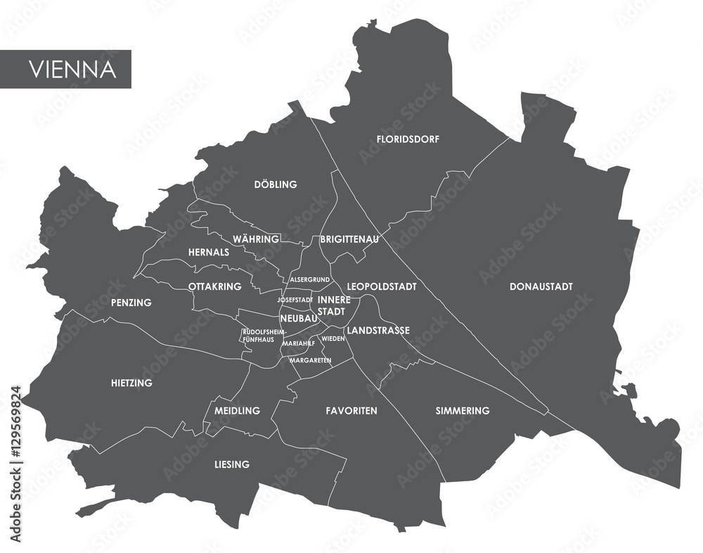 Naklejka premium Vector map Vienna district