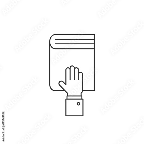 Hand on the book line icon