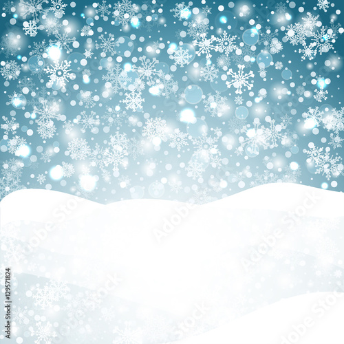 Winter background with snow. Christmas  banner. Vector © whilerests