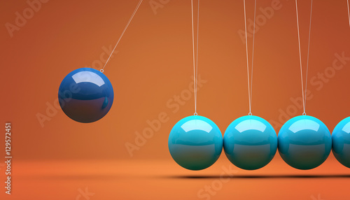  3d image of a classic newton cradle pendulum. nobody around. business concept and flowing time.