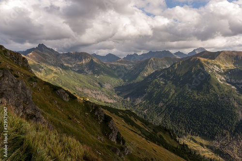 Great mountain peaks in autumn landscape. Tatra mountains