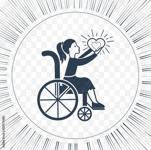 Icon disabled girl with a stroller