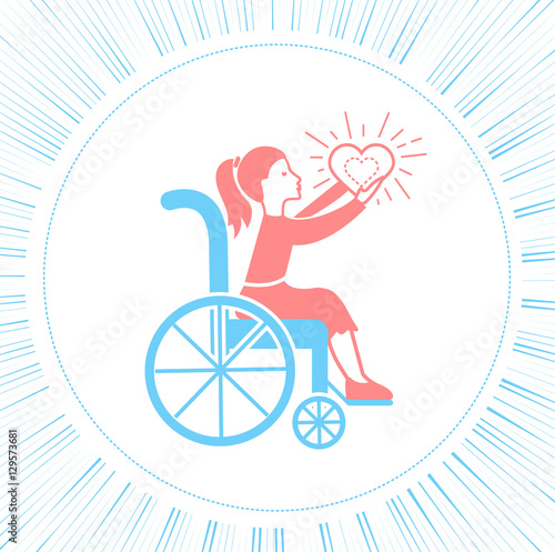 Icon disabled girl with a stroller