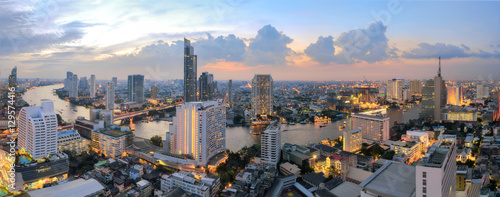 Photography Bangkok panorama, cityscape Twilight view