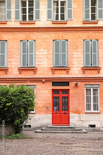 french house with red door