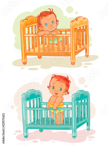 Set of illustration babies are in their beds