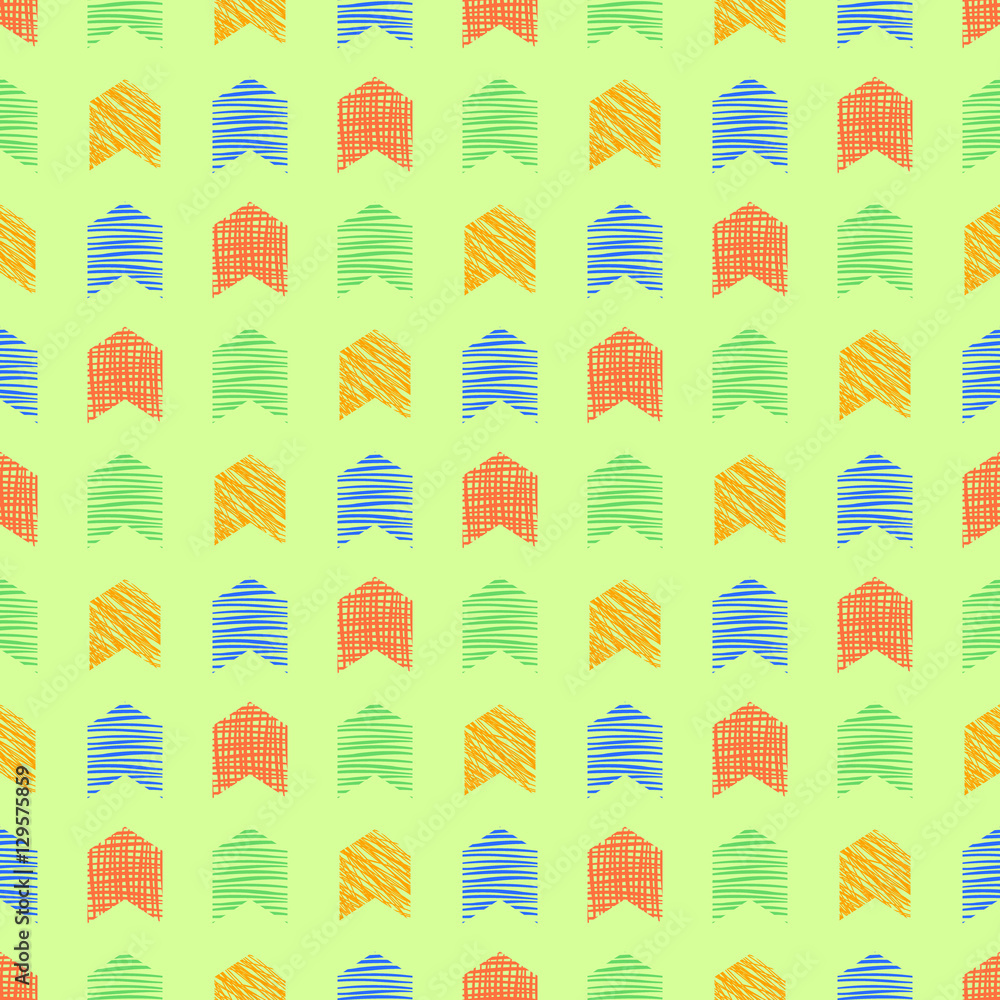 Fototapeta premium Seamless vector geometrical pattern. Green endless background with hand drawn textured geometric figures. Graphic illustration Template for wrapping, web backgrounds, wallpaper