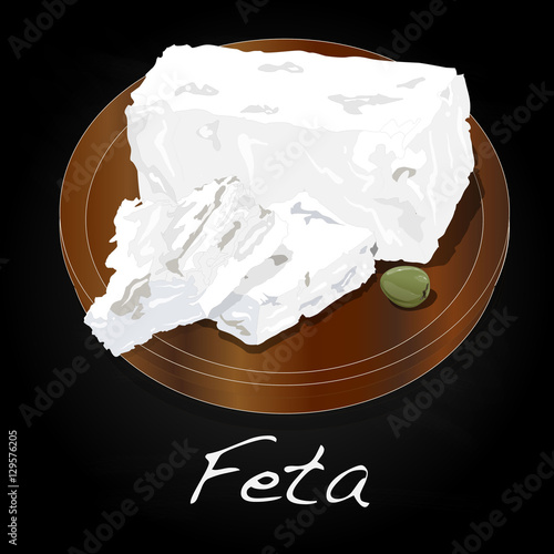 Greek feta cheese block isolated