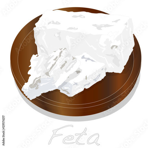 Greek feta cheese block isolated