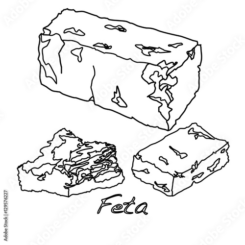 Greek feta cheese block isolated