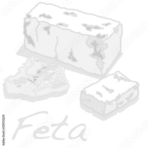 Greek feta cheese block isolated