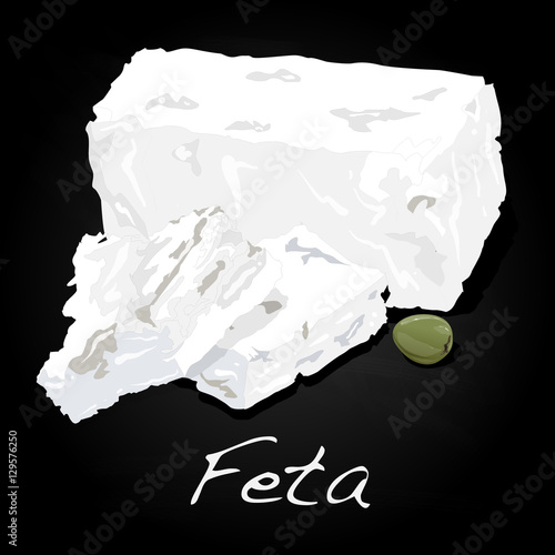 Greek feta cheese block isolated
