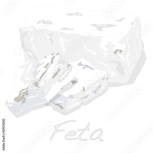 Greek feta cheese block isolated