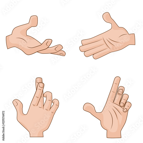 Set of vector cartoon Hands Icons for illustration concepts