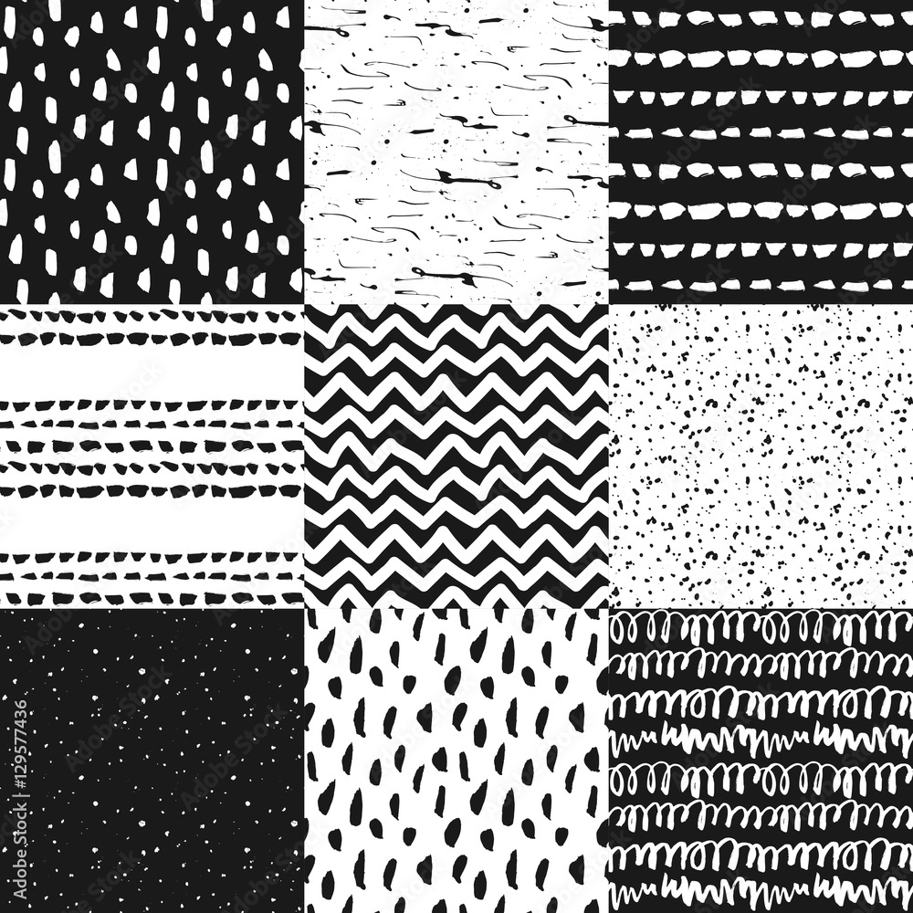Decorative seamless pattern with handdrawn shapes