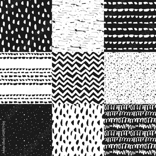Decorative seamless pattern with handdrawn shapes