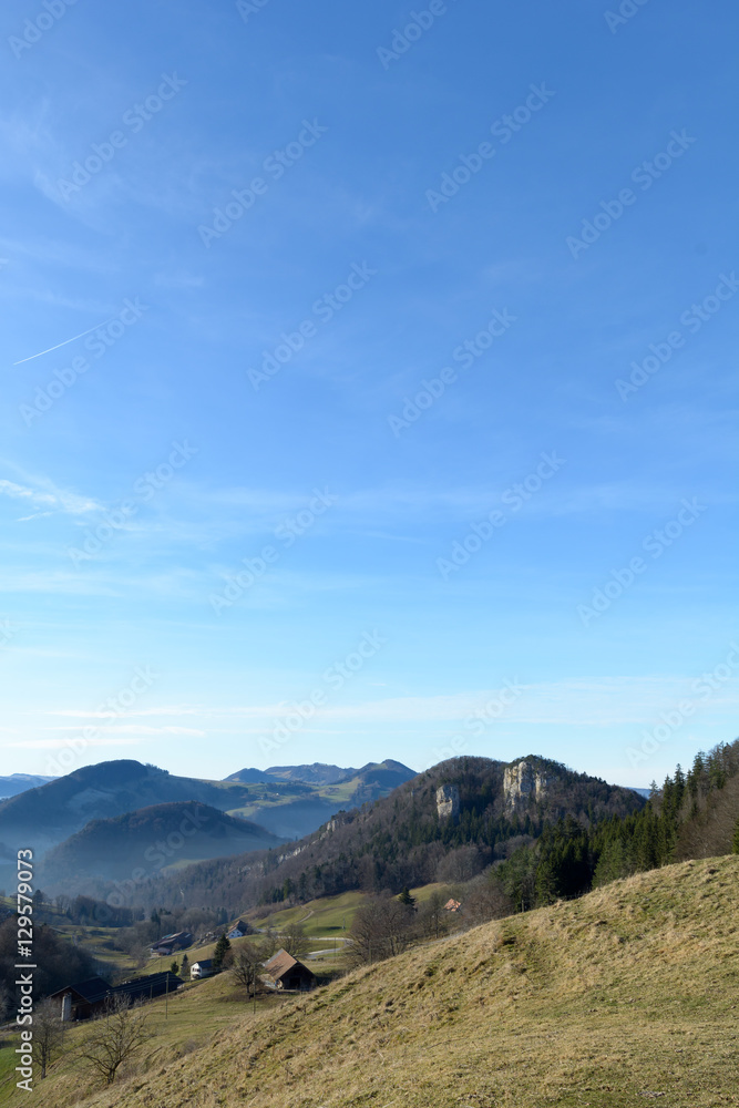 Fototapeta premium Aussicht Natur mit Himmel und Sonne