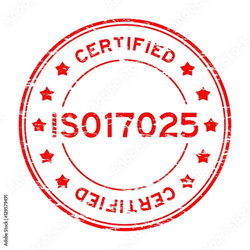 Grunge red ISO17025 certified round rubber stamp