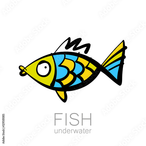 Cute fish. Aquarium fish isolated on white background. Vector illustration.