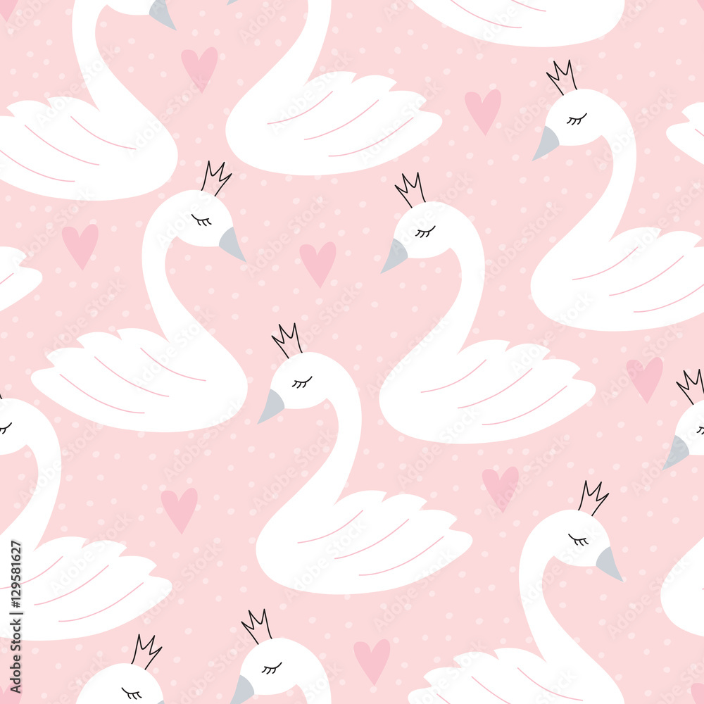 Fototapeta premium seamless swan princess pattern vector illustration
