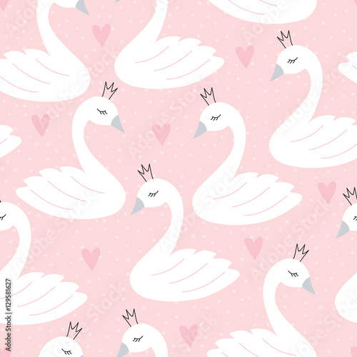seamless swan princess pattern vector illustration