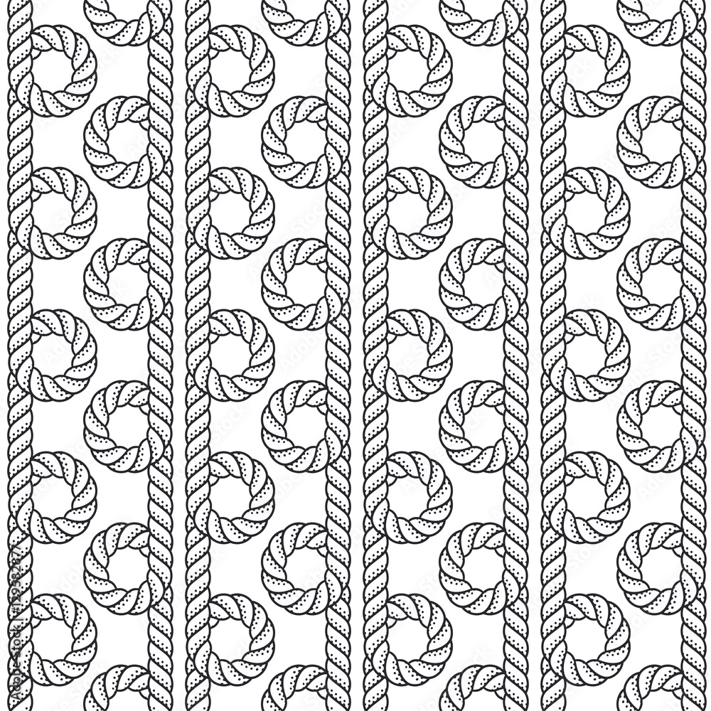 Marine rope knot seamless vector pattern. Nautical design. Navy illustration. Ocean wallpaper ...