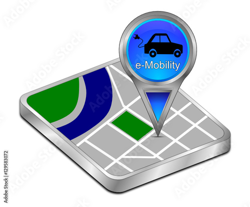 Map pointer with e-Mobility - 3D illustration